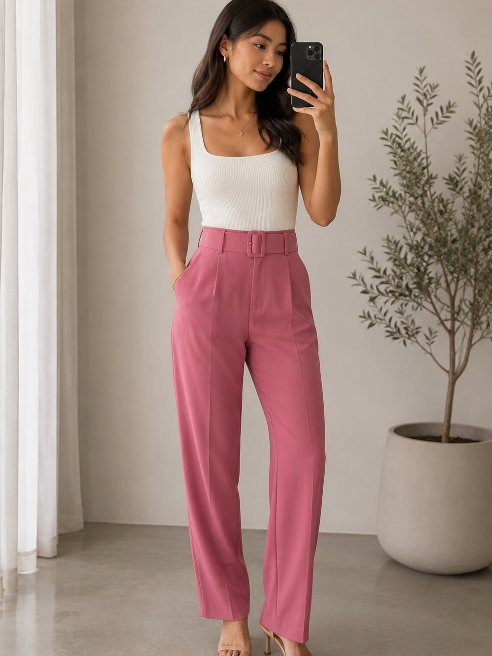 Zara Rose Belted Trousers